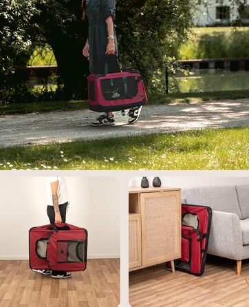 Транспортна переноска для собак та котів Lionto, складана, 60x42x44 см, з ручками та ковдрою, до 12 кг