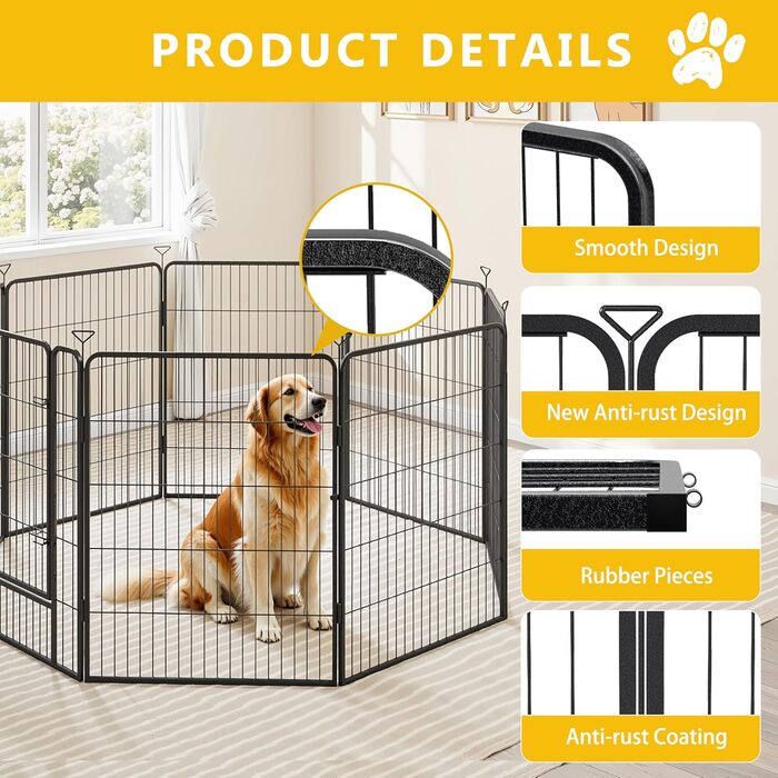 Клітка для собак на вулицю, загін для тварин, вольєр для цуценят, 61x6 панелей, чорний