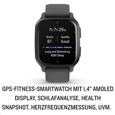 Розумний годинник Garmin Venu Sq 2 Music з GPS, AMOLED дисплеєм 1.4', музичним програвачем, аналізом сну та 25+ спортивними функціями. Garmin Pay, до 11 днів роботи від акумулятора, водонепроникність. Колір: Шкіряний сірий.