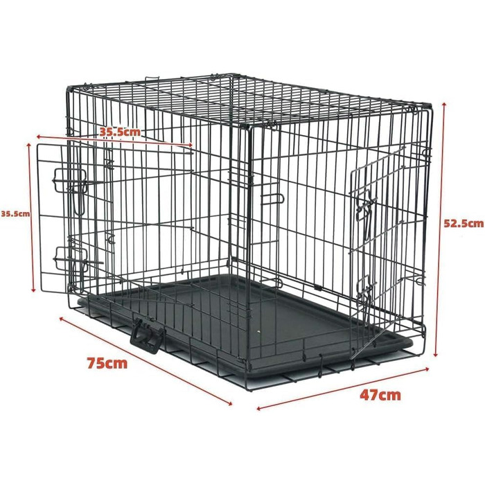 Складана переноска для собак з двома дверцятами, авто-переноска з піддоном, чорна
