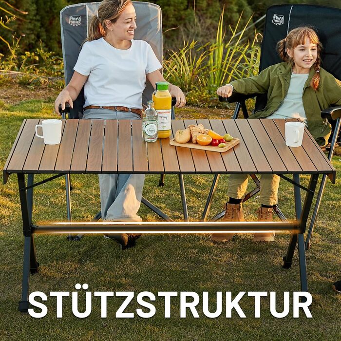 Складний кемпінговий стіл Timber Ridge 125x80 см, регульована висота, для 6 осіб, для пікніка, саду, походу, подорожей