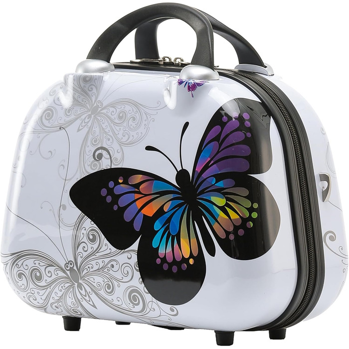 Набір валіз BEIBYE Butterfly 2060 з TSA-замком, 4 предмети: міцні жорсткі дорожні валізи, ручна поклажа та б'юті-кейс (M-56см + S б'юті-кейс)
