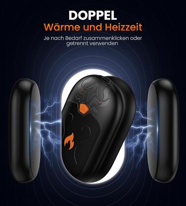Електричні грілки для рук 2 шт. з підзарядкою, 24 години тепла, 3 режими нагріву, для жінок, чоловіків, пацієнтів з синдромом Рейно, чорний