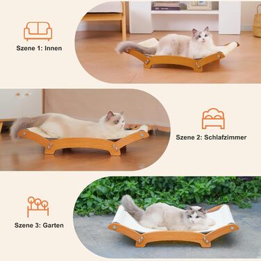 Кігтеточка-ліжко для котів з сизалю, масивне дерев'яне ліжко, кігтеточка-стілець, лежанка для котів, кігтеточка з сизалю, велика, для дому