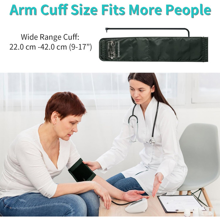 Тонометр EUROPAPA на плече для дому, вимірювання пульсу та артеріального тиску, велика манжета (22-42 см), 2 * 60 пам'ять, для 2 користувачів
