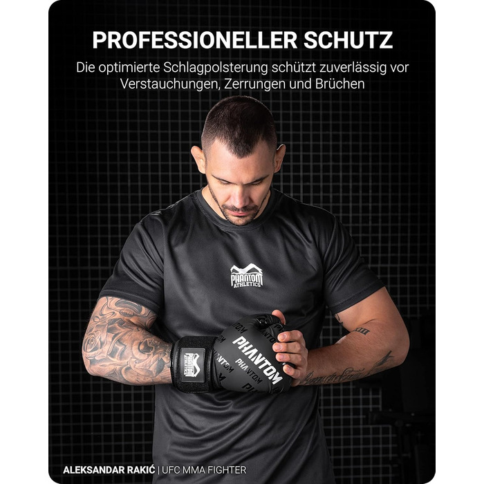 Боксерські рукавички Phantom Apex | MMA, тайський бокс | Чоловічі (Velcro, чорний, 14 Oz)