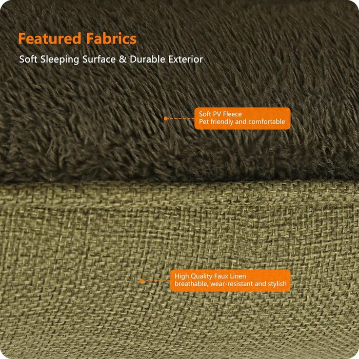 HMTOPE Dog Bed, Dog Sofa, Dog Cushion, Dog Basket, Removable and Washable, 110 x 86 x 26 cm (L 110 x W 86 x H 26 cm, Olive Green)