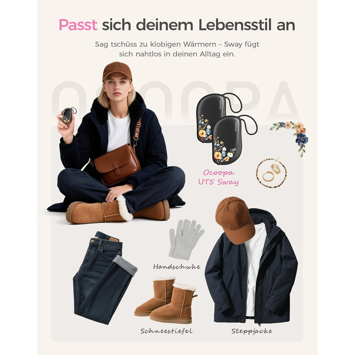 Електричні грілки для рук OCOOPA 2 шт., багаторазові, 4000mAh, подарунок на Новий рік, 1,5 см, в рукавички, зимові аксесуари, Ocoopa x UT5 Wiesengeflüster (Кількісний випуск)