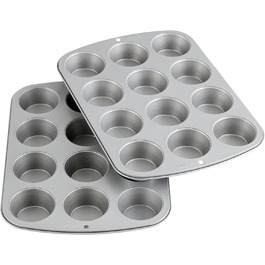 Wilton Muffin Pan, Recipe Right, Non-Stick, Standard, 12 Cups, 2-Pack, Assorted