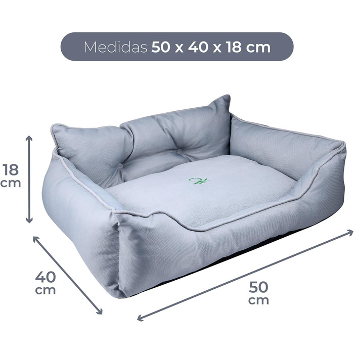 UNITED COLORS OF BENETTON. Pets - Dog bed, ergonomic bed, for medium-sized dogs, made of polyester, machine washable, size M, (grey, 50 cm)