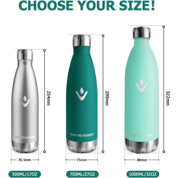 Термофляка 750 мл, нержавіюча сталь, без BPA, для спорту, подорожей, дітей, Outdoor, витримує газовані напої, термокана, витік захищений, темно-зелений
