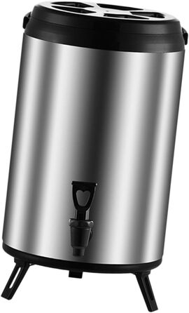 F Fityle Hot/Cold Beverage Dispenser, Tea Barrel with Tap, Water-Insulated Drink Dispenser, Drink Container for Camping/Kindergarten, 6L Silver