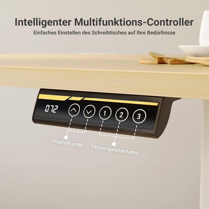 Claiks Electric Height Adjustable Desk 140x70cm - Standing Desk with Cable Management, Memory Function, & Ergonomic Design (FSC® Certified)