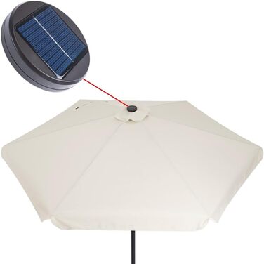 Kingsleeve® Parasol LED Lighting UV Protection 80+ Solar Protective Cover 330cm Large Crank Volant Balcony Terrace Garden Parasol Market Umbrella Cream