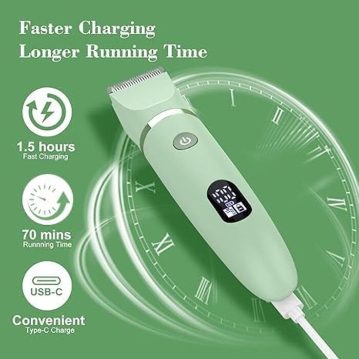 Електричний жіночий триммер для тіла 3-в-1: обличчя, ноги, зона бікіні. Вологостійкий, з LCD-дисплеєм (зелений)