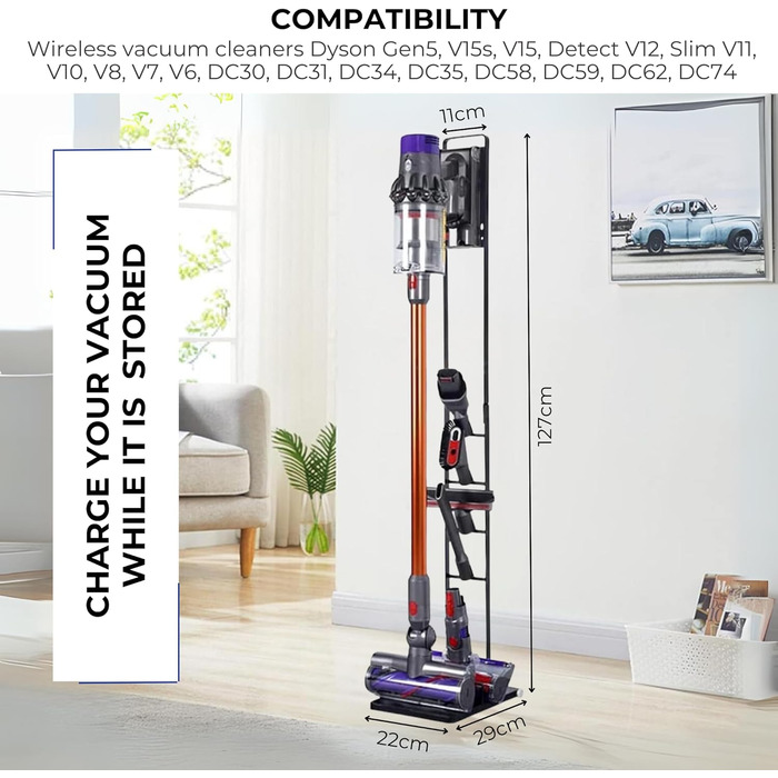 Підставка для пилососів Dyson: V15, V12, V11, V10, V8, V7, V6, DC58, DC59, DC62, DC74 - Organizer, Standfuß, Halterung (S1919)