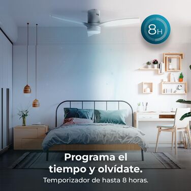 Стеляний вентилятор Cecotec Energysilence Aero 5600 Classic White з LED-підсвічуванням, 40W, діаметр 132 см, 6 швидкостей, пульт, літній/зимовий режим