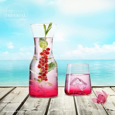 IMPERIAL Glass Drinking Glasses & Carafe Set 450ml / 1100ml 7-Piece Water Glasses, Water Carafe, Juice Glasses, Glass Jug, Pitcher