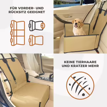 Extra Stable Dog Car Seat - High-Quality Car Seat for Small to Medium Dogs - Reinforced Walls and 3 Straps - Waterproof Dog Car Seat for Back and Front Seats (Beige)