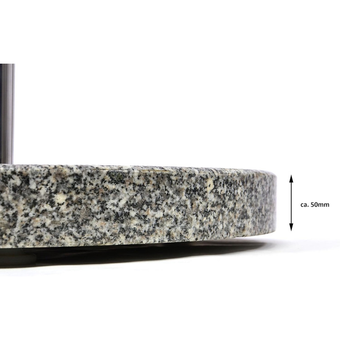Nexos Parasol Stand Granite Round Grey with Reducing Rings Stainless Steel Sleeve Handle Wheels Ø 40 cm 20 kg For Umbrellas up to 2m