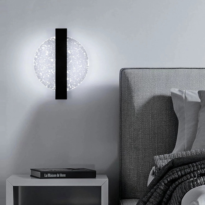 Сучасний настінний LED-бра чорно-золоте для спальні, 12Вт, 3000К