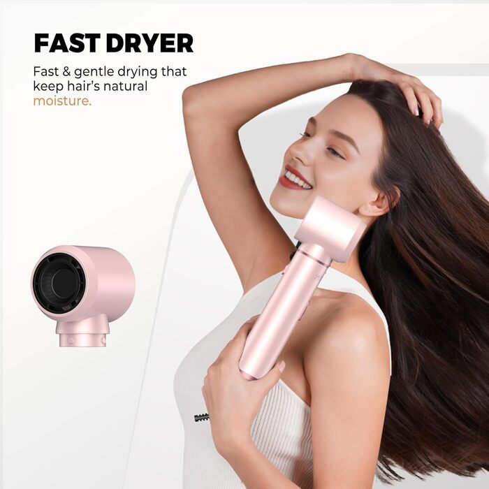 OKWRAP Haarstyler 5 в 1: Airbrush, фен, локони, випрямляч. Набір для створення зачісок (рожевий)