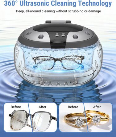 Ультразвукова мийка VLOXO 600мл, 42 кГц – для ювелірних виробів, інструментів, протезів, годинників, нержавіюча сталь, 50W