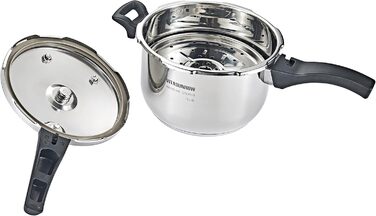 Друк-каструля з нержавіючої сталі 304 з системою безпеки - для індукційних, газових та всіх типів плит - професійне та домашнє використання (5 літрів)