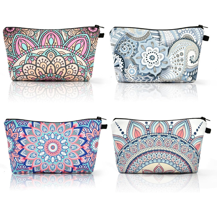Набір косметичних сумок з брезенту, 4 шт. – Косметичка для подорожей, органайзер для макіяжу, багатофункціональна сумочка з блискавкою, аксесуари для косметики, кольорова