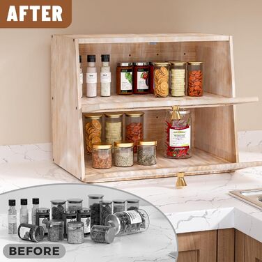 Дерев'яний хлібниця великого розміру, 2-ярусний, з акриловим вікном, стиль фермерський дім (білий/оптимальний сад)