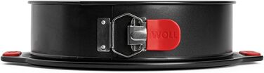 Форма для випікання Woll Springform 26 см з антипригарним покриттям, алюмінізована сталь, силіконові ручки до 230°C, без PFAS, герметичне дно, швидке замикання