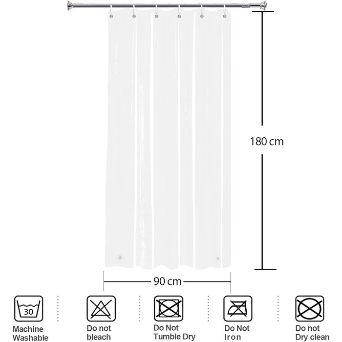 Шторка для душу YISURE 120x200 см, прозора, водонепроникна, з магнітами, для ванни
