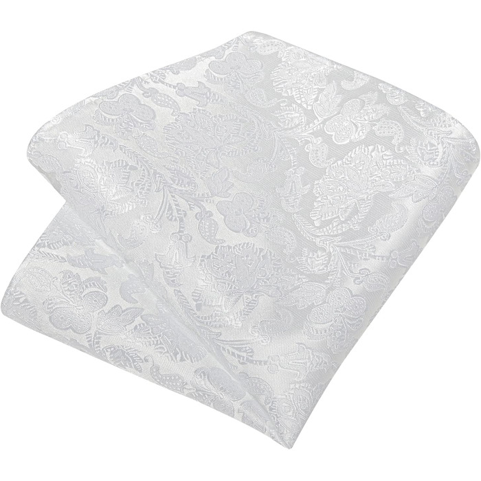 Краватка чоловіча шовкова з візерунком павліочиків та квітів DiBanGu, комплект з нагрудною хустиною, краваттями-манжетами та краваттями-зажимами для весілля та ділових зустрічей, білий