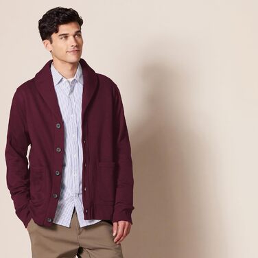 Чоловіча в'язана кофта Amazon Essentias з капюшоном та коміром-шарфом (XXL, Бордовий)