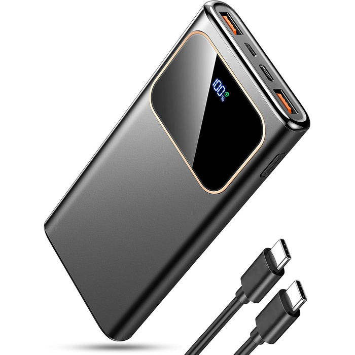 Power Bank 10000mAh з LED-дисплеєм, 22.5W PD3.0/QC4.0, USB-C, чорний