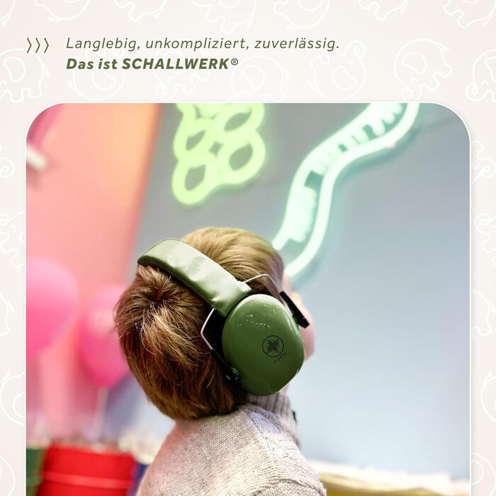 Schallwerk® Kapselgehörschutz Kiddies: Дитячі навушники-захисники від шуму | Навушники для дітей, преміум-якість, захист від шуму, ідеальні для повсякденного використання та заходів (Оливковий зелений)