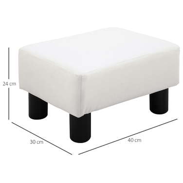 Пуф HOMCOM у стилі Честерфілд з штучної шкіри, білий, 40x30x24 см | Aosom