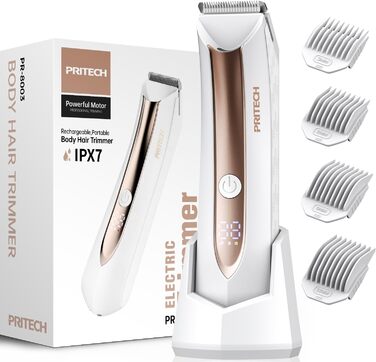 Електричний жіночий тіло-тример PRITECH для бікіні. Вологозахищений (IPX7), USB, з зарядною станцією