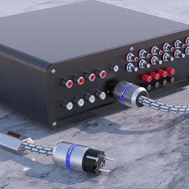 Hi-End мережевий кабель Monosaudio P083 1.5м, мідний екранований OFC Audiophil, 2-полюсний шнур живлення Schuko-IEC C15 для підсилювача, DVD, сабвуфера та декодера