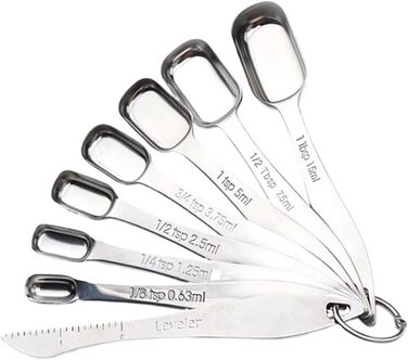 Measuring Spoon Set, Measuring Cup and Spoon Set, high-quality stainless steel measuring cups and spoons for dry and liquid ingredients (Color: A)