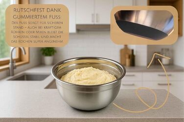MOON HOME Миска для перемішування Big Turbulence, з гумовим протиковзким дном, з нержавіючої сталі, придатна для миття в посудомийній машині, ідеальна для приготування та випікання, міцна кухонна миска, Ø24 x 13 см, велика