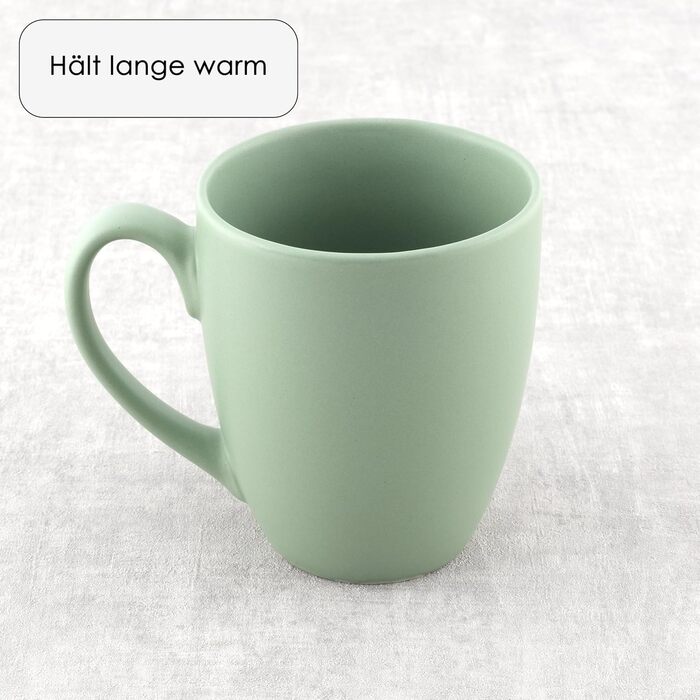 Large Coffee Mug Set – Coffee cups made of high-quality and sturdy ceramic, large handles, large mugs (natural colors, set of 6)
