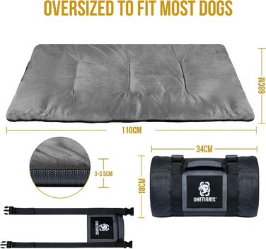 OneTigris Dog Blanket 110cm*68cm, Thickened Velvet Dog Mat Warmer Velvet Dog Bed Cat Bed for Large & Medium Dogs Travel Camping Outdoor, Reversible and Portable Hand Washable