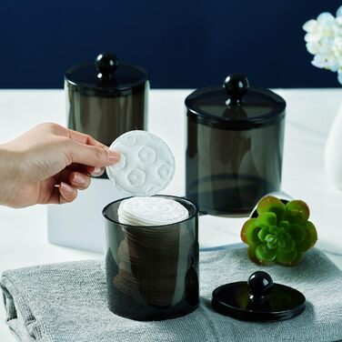 Організатор для косметики ALINK: 3 склянки для ватних паличок, бавовняних дисків та аксесуарів для макіяжу, чорний колір