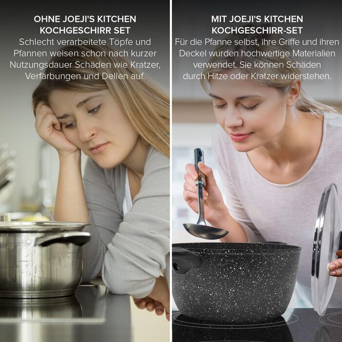 Набір сковорідок Joeji's Kitchen 3 шт. для індукції, антипригарні сковороди, набір для смаження, підходить для індукційних плит