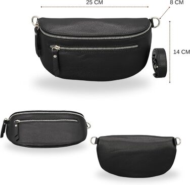 Жіноча сумка Brise Art Lucia з екошкіри, італійського виробництва: сумка через плече, поясна, 3 відділення (Чорний)