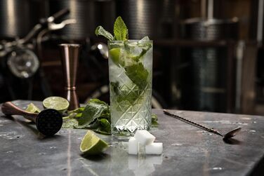 Набір для коктейлів Mint&Mortar 7 предметів з бамбуковим підставкою, з нержавіючої сталі, міксологія, барменський набір з барними інструментами для дому та професійного використання, ідеальний для Мартіні/Маргарити, 680 мл, міксер (Чорний) (Шліфоване мідь