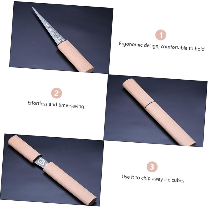 DECHOUS Ice Skates, ice cubes, ice molds, cool drinks, ice cubes, drink cooling, ice breaker tool, ice pick with wooden handle, bartender ice pick, bar ice pick, wooden ice pick, Khaki