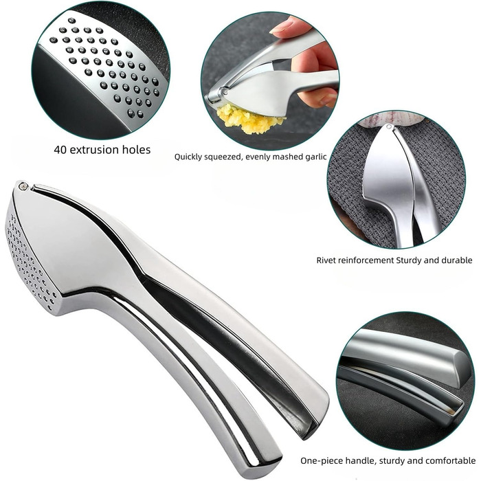 Преса для часнику та імбирю OhanaBeach® з нержавіючої сталі, довговічна та зручна у використанні