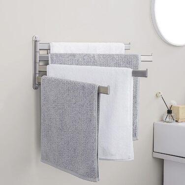 KES Towel Rail Swivel Towel Bar 4 Arms Bathroom Stainless Steel SUS304 Towel Holder 50CM 180° Rotation Brushed, A2104S4L50-2 4 Arms, 50CM Brushed